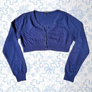 ❝ My Michelle nvy cropped cardigan with heart pointelle knit 💙. ❞